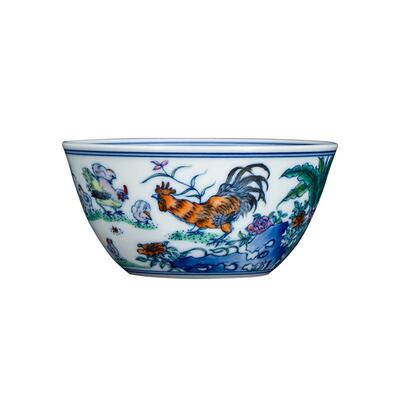 钟家窑青花斗彩柴窑主人杯单杯