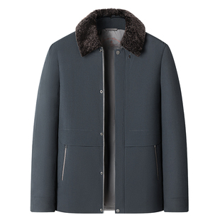 [绵羊毛/85%鹅绒]梦特娇男士羽绒服25冬季商务夹克翻领外套保暖J