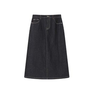 时然大码女装牛仔裙半身裙秋冬新款微胖mm百搭裙子a字长裙冬装