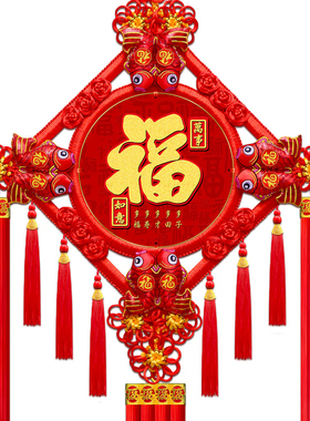 2025新款中国结挂件客厅大号桃木福字中国节玄关乔迁平安结装饰