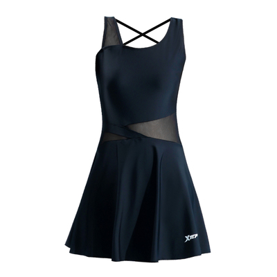 特步女士泳衣网纱拼接连体裙式