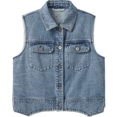 【播奥莱】播商场同款复古牛仔马甲女25春叠穿蓝色上衣BDS1MD1545