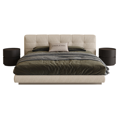 PAULJOHN极简进口棉麻现代布艺床