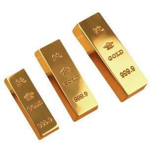 仿真金条实心纯黄铜摆件假金砖金块元宝样品中国黄金道具黄铜摆件