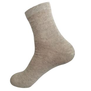 四季款纯亚麻袜子男士防脚臭长筒中厚款有弹力纯色净版百搭女白袜