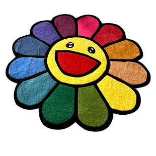 原创现货新款太阳花地毯枪刺手工书房圆形卡通客厅家用混纺