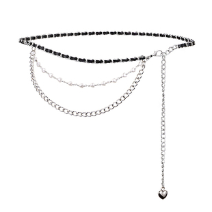 金属腰链配饰女多层链条配牛仔裤裙子y2k辣妹复古银色细腰带装饰