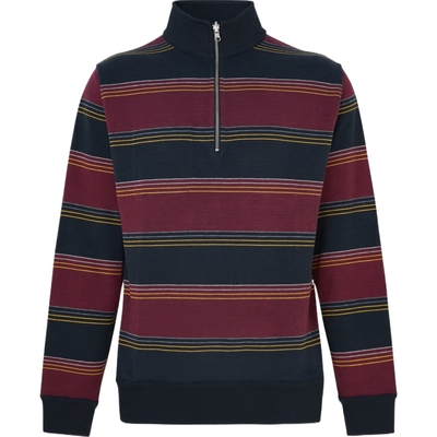 【折扣】Oliver Spencer 男正反两穿条纹混纺半拉链卫衣