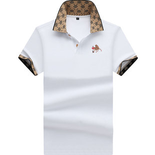 正品保罗高档男士短袖Polo衫男款t恤男夏季纯棉宽松大码刺绣体恤T