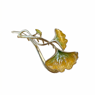 森系银杏叶发夹后脑勺一字抓夹女气质设计感发卡古风鲨鱼头发夹子