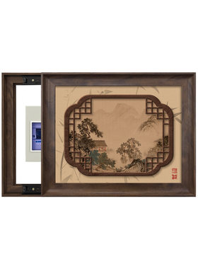 宋代美学电表箱装饰画山水画