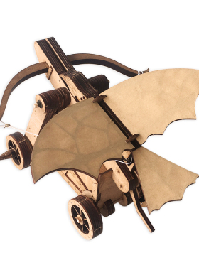 明朝古战车神火飞鹰木质模型摆件