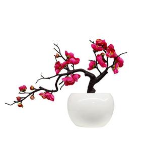 仿真梅花枝桃花干花玉兰花盆景客厅腊梅假花家居摆件书房装饰盆栽