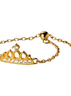 D色莫桑石皇冠链条戒指可调节