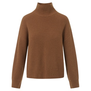 朗姿纯羊毛高领廓形宽松短款毛针织衫秋冬内搭毛衣2025年冬季新款