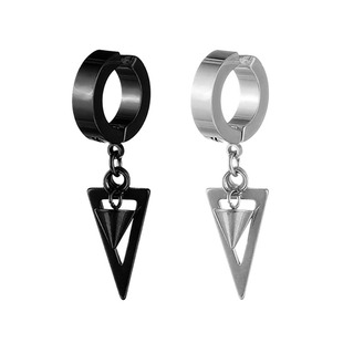 无耳洞三角形耳夹耳环男生痞帅风小众美式耳扣耳坠酷帅女黑色单只