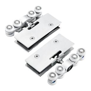 加厚钢化无框玻璃吊轮夹轮吊轨浴室隔断不锈钢吊夹移轮平移门滑轮