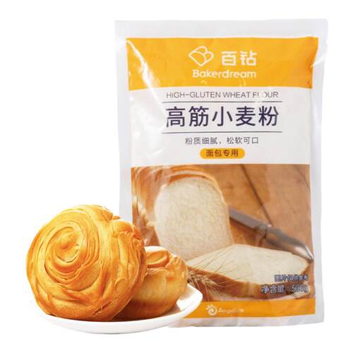 安琪百钻高筋小麦粉 面包用披萨烙饼面粉烘焙原料 500克
