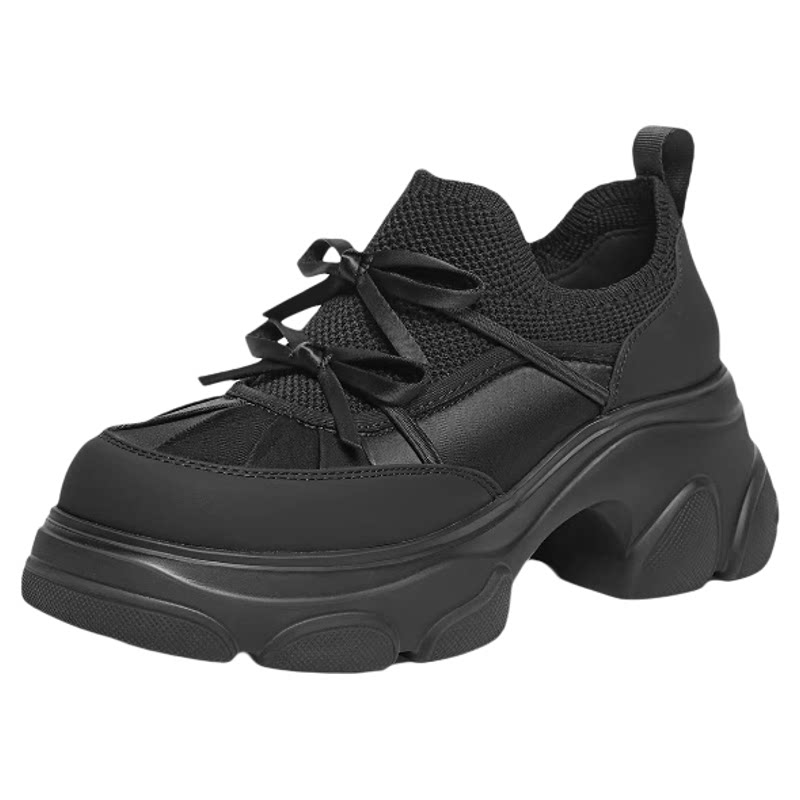 红蜻蜓老爹鞋2026春季新款女鞋厚底小个子增高休闲鞋蝴蝶结单鞋女