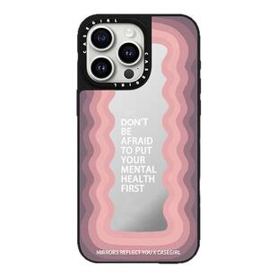 CAREGNBA标语波浪网红赵露思同款适用iPhone17ProMax手机壳苹果16pro磁吸14plus镜面13全包15p防摔11女XR/12p