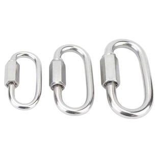 304不锈钢快速连接环跑道扣宠物链扣安全扣梅龙锁攀岩登山扣链条