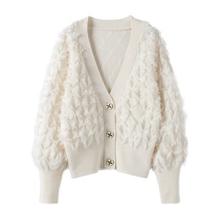 心中的白月光！奶白色纯山羊绒毛衣2025秋冬新款宽松羊绒针织开衫