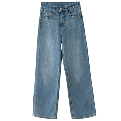 四面弹满天星烫钻窄版直筒牛仔裤