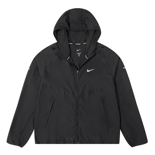 NIKE耐克黑色外套男装正品跑步健身衣运动上衣梭织连帽夹克DD4747