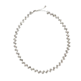 GGXR 方形水晶项链毛衣链气质颈链春冬叠带不规则bling饰品