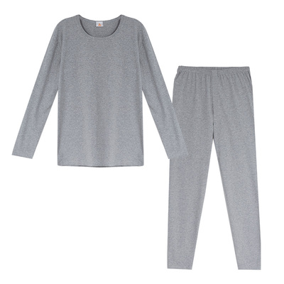 花饰弹力棉圆领男套薄款