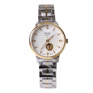 正品poscer宝时捷手表女表女士机械表24K金表防水镂空保时捷6161