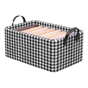 千鸟格衣服收纳盒家用布艺衣物整理箱衣柜裤子分层折叠储物筐神器