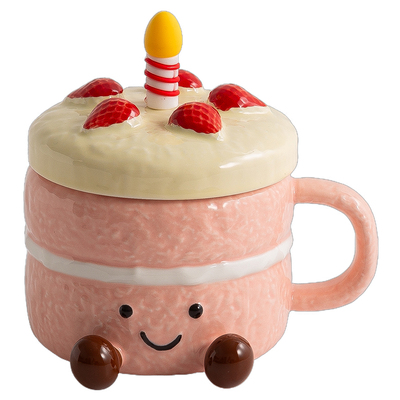超可爱生日蛋糕马克杯带盖