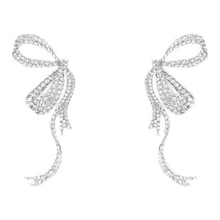 飘带蝴蝶结新款夸张耳环女高级感时尚礼服耳钉气质流苏耳坠大耳饰