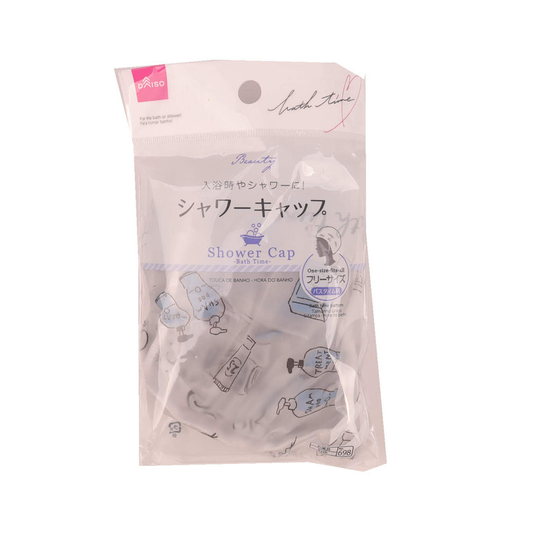 日本大创DAISO 半透明可爱花纹塑料防水浴帽发膜沐浴帽少女包邮
