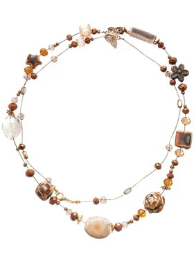 民族风复古水晶蝴蝶几何串珠项链