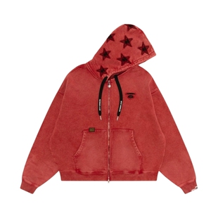 Aape旗舰店男装春夏星星猿人连帽水洗做旧卫衣外套D359XXQ