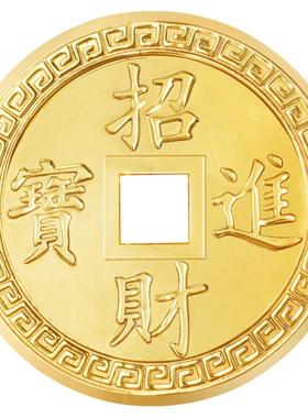 中式仿古铜钱纯黄铜摆件钱币家居高档装饰品办公室玄关一帆招财