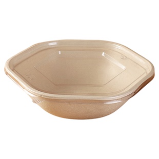 一次性六角碗可降解六边碗商用轻食碗沙拉碗纸浆碗酸奶碗打包盒