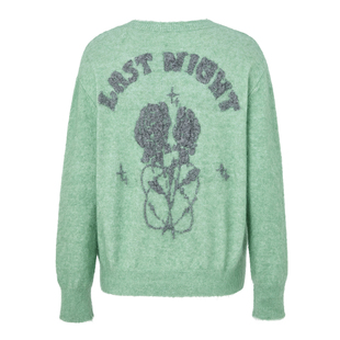 恩瑞妮专柜同款2025冬季新款宽松百搭薄荷绿字母图案针织毛衣女