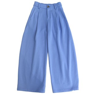 鹿与飞鸟“垂暖倦意”加绒加厚混棉双褶设计半松紧弧形休闲裤7179