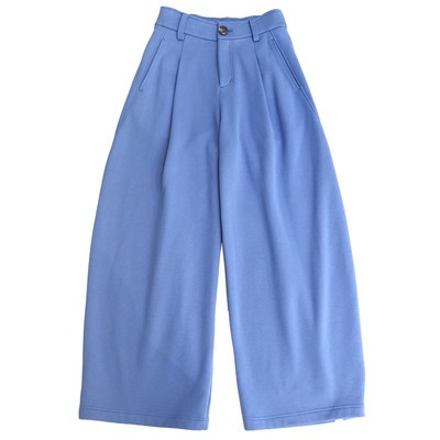 加绒加厚混棉半松紧弧形休闲裤