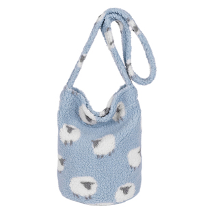 秋冬可爱羊羔毛包包女2025新款时尚民族风水桶包大容量毛绒斜挎包