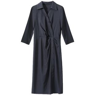 Lavinia裹身衬衫裙气质高级感复古显瘦法式连衣裙2025春季连衣裙