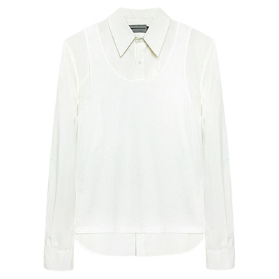 TRENDYWU 复古法式 “海盐”性感合身叠穿阿尔法层次感亲肤衬衫