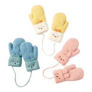 尼多熊儿童连指手套婴幼儿保暖加厚加绒手套男女宝宝手套冬天