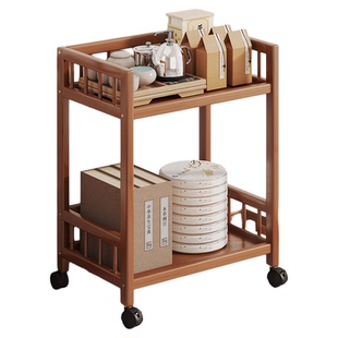 可移动茶几置物架落地多层厨房客厅竹木收纳茶水间茶台茶室小推车