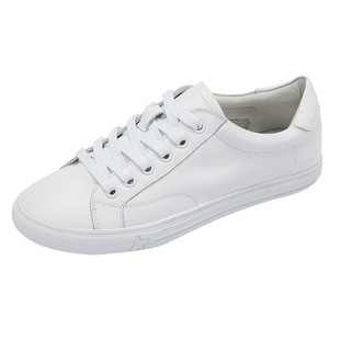 2024春季新款真皮休闲浅口小白鞋百搭系带韩版女鞋平底学生板鞋潮