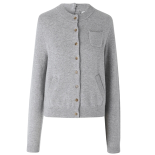 【内蒙古山羊绒】IIIVIVINIKO春季新款双开襟修身圆领针织开衫女