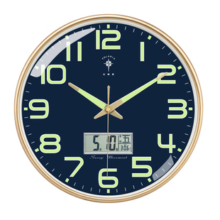 北极星夜光钟表客厅挂钟家用壁钟卧室简约时钟创意挂表日历石英钟